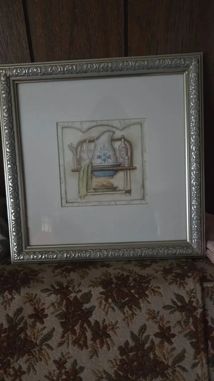 Framed Country Kitchen Still Life Print Rustic Farmhouse Wall Art Silver Frame